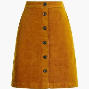 J. Crew Button Front Corduroy Skirt Brandy